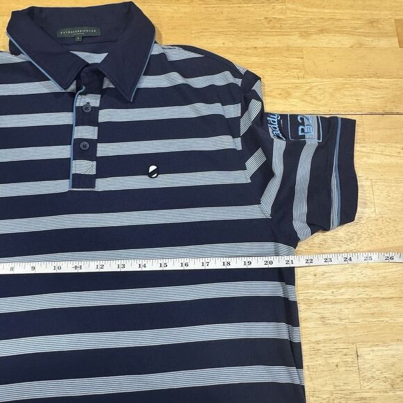 Extracurricular Polo Shirt Mens L Blue Striped Embroidered Logo Golf Dad Casual - Picture 8 of 9